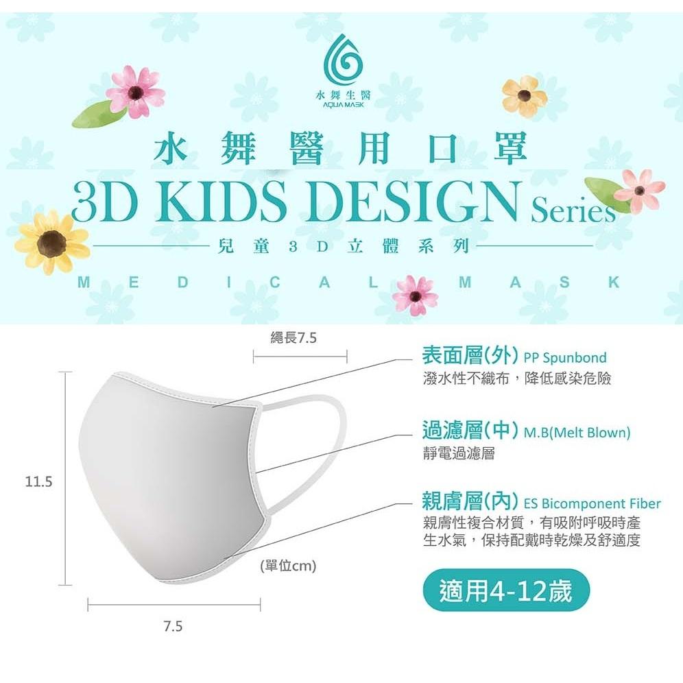 水舞生醫兒童3D立體醫療口罩 三麗鷗-人魚漢頓 30入-細節圖2