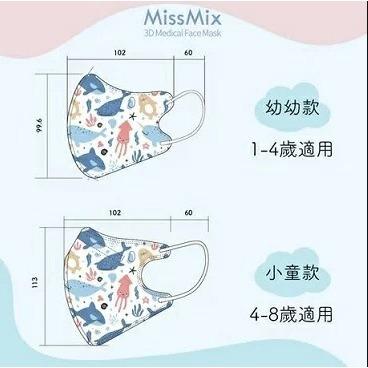 MissMix 3D立體 手繪設計口罩 醫用口罩 兒童/幼幼 獨家設計款 30入-細節圖2
