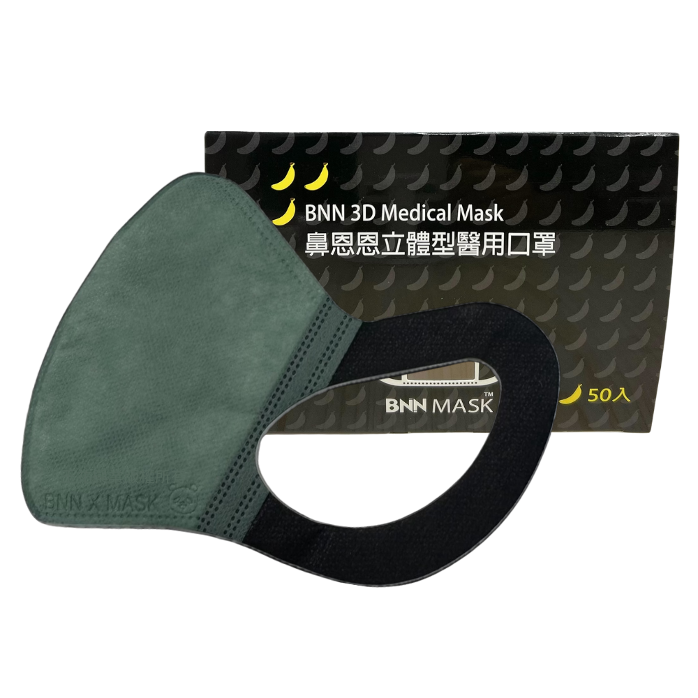 BNN成人立體醫療口罩ML(加大)系列 素色彈力舒適耳掛 50入-規格圖2