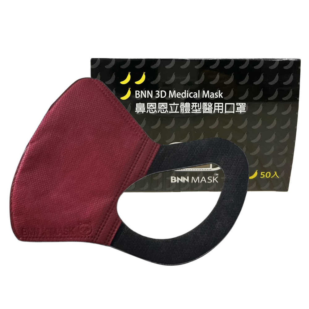 BNN成人立體醫療口罩ML(加大)系列 素色彈力舒適耳掛 50入-規格圖2