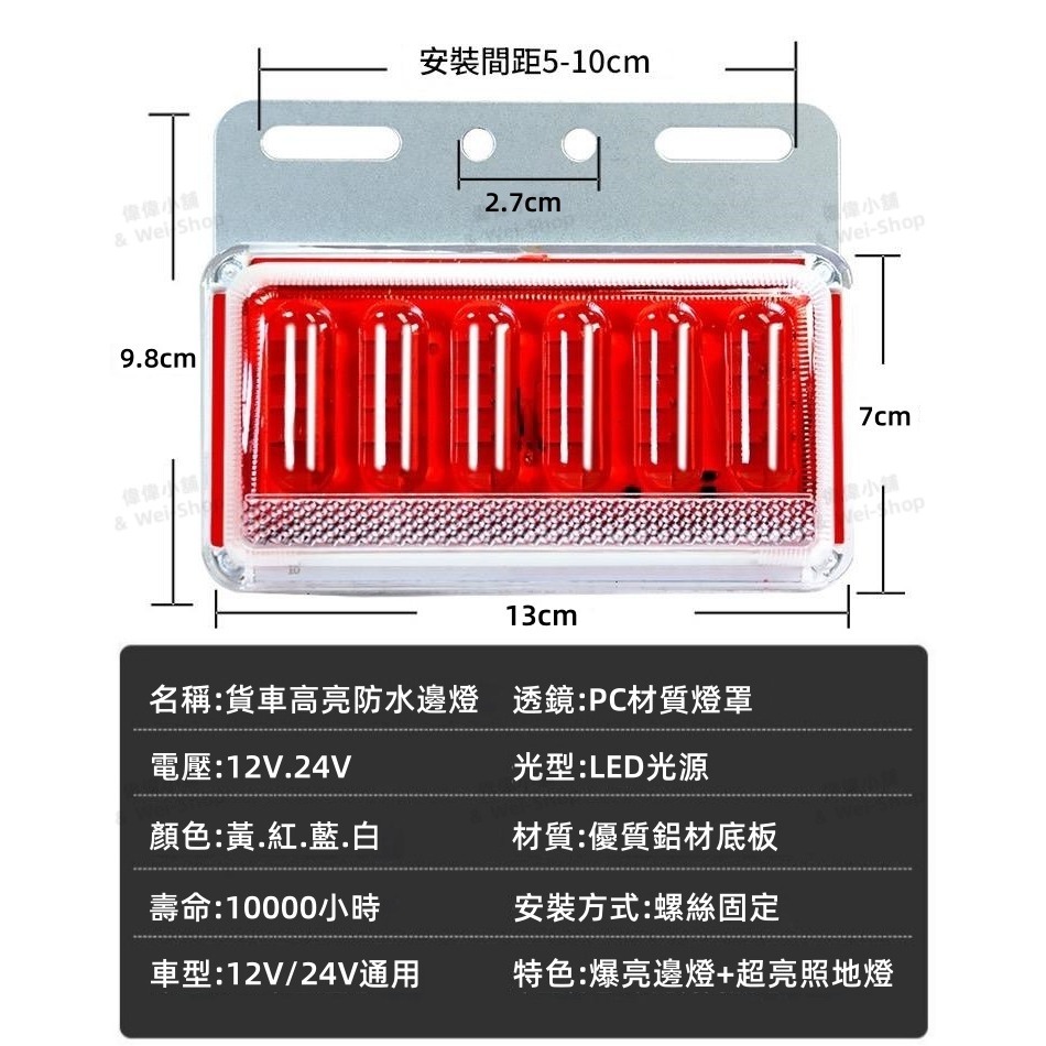 【買十送一】今天買 當天寄出 12V/24V通用貨車邊燈 照地燈 警示燈 爆閃燈 方向燈 照輪燈 邊燈 倒車燈 後車燈-細節圖11