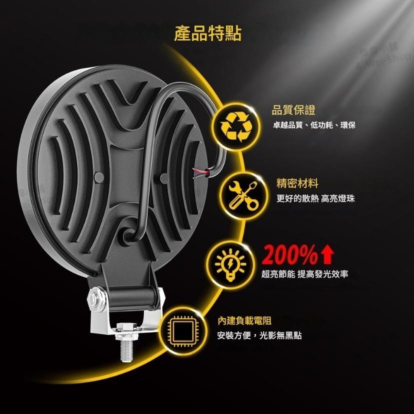 【今天買 當天寄出】大車白光LED工作燈 照輪燈 日行燈 警示燈 霧燈 貨車卡車 爆閃燈 怪手農機 照明燈 防水燈-細節圖9