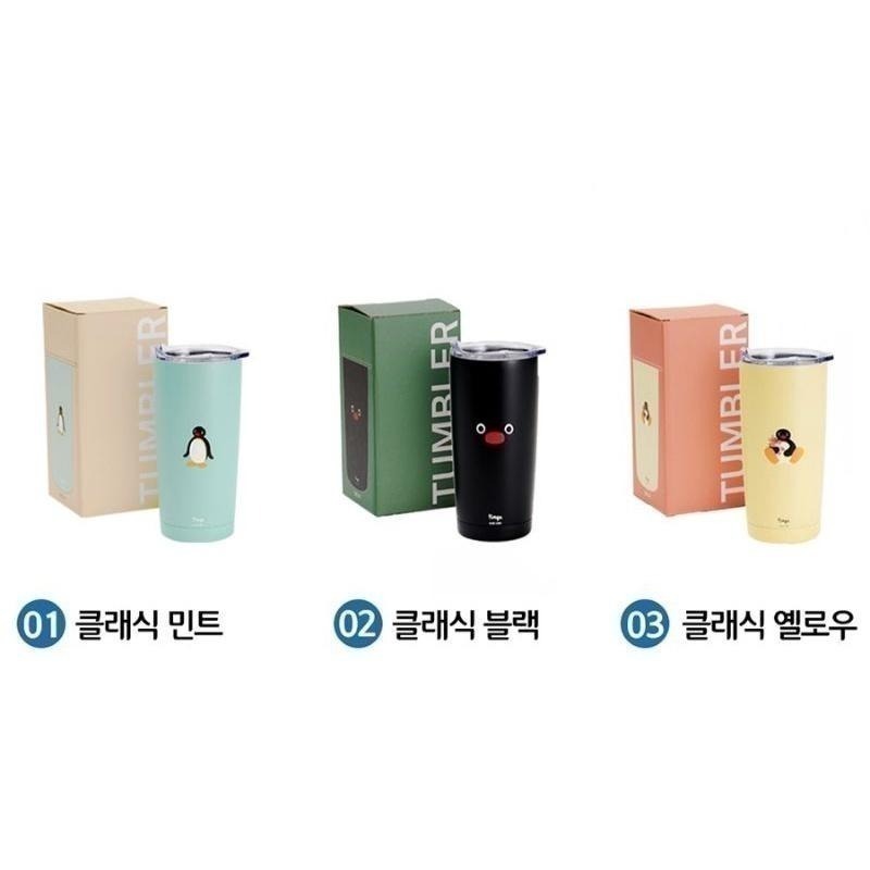 《現貨》韓國 企鵝家族 pingu 保溫杯 保溫瓶 冬天  辦公室 上班 熱飲 保冰杯 馬卡龍色 霧面 500ml-細節圖3