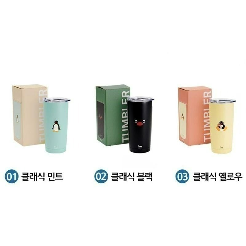 《現貨》韓國 企鵝家族 pingu 保溫杯 保溫瓶 冬天  辦公室 上班 熱飲 保冰杯 馬卡龍色 霧面 500ml-細節圖3