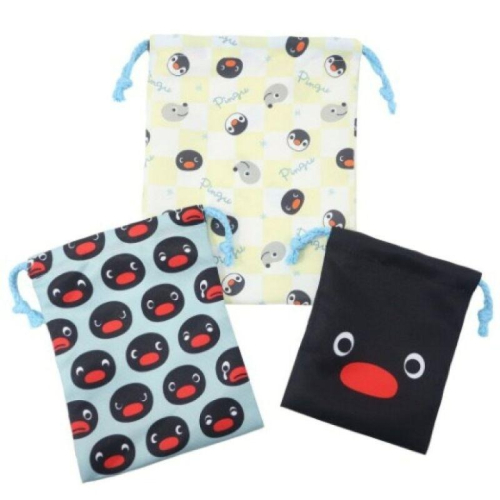 《現貨》日本 pingu pinga 企鵝家族 束口袋 三入組 收納袋