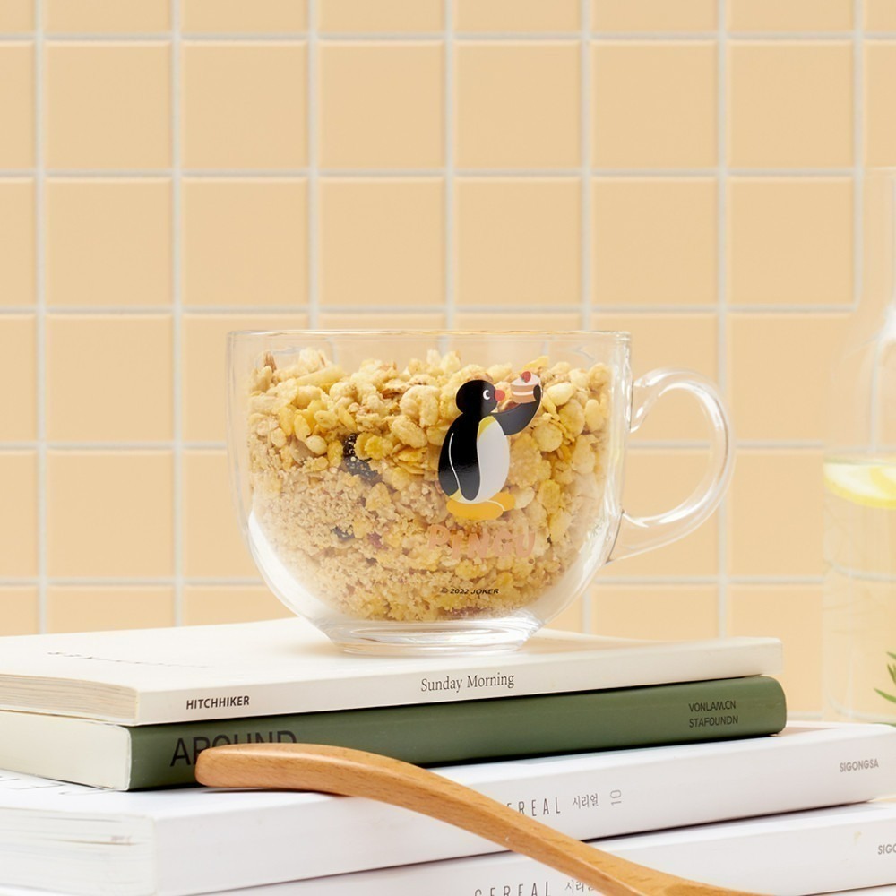 《預購》韓國 企鵝家族 pingu 玻璃碗 麥片碗 穀物碗 玻璃杯 早餐杯 蛋糕 馬戲團-細節圖2