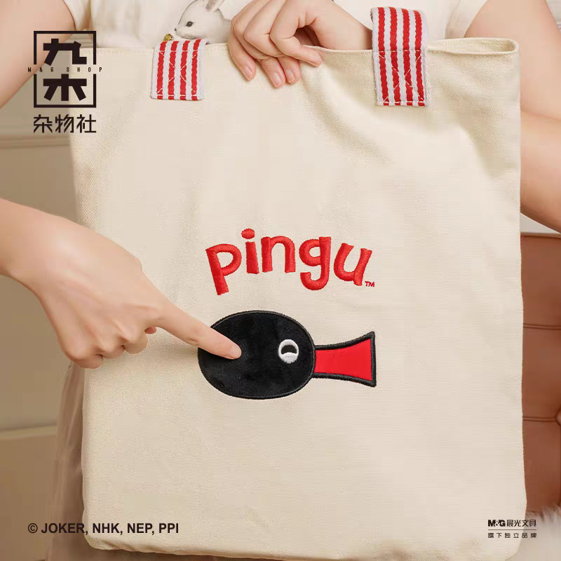 《現貨》企鵝家族 pingu pinga 帆布手提袋 斜背包-細節圖2