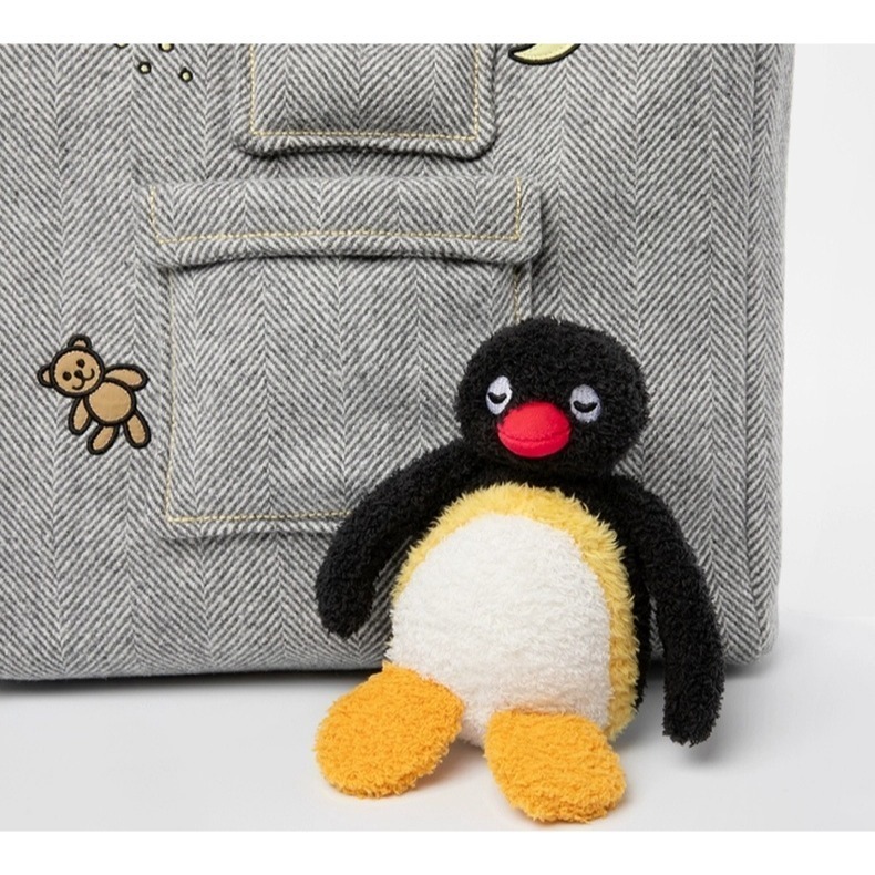 《預購》pingu 企鵝家族  灰色手提袋 手提包 托特包-細節圖3