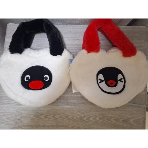 〈預購〉企鵝家族 pingu pinga 拉鏈 絨毛 手提包 愛心 心型