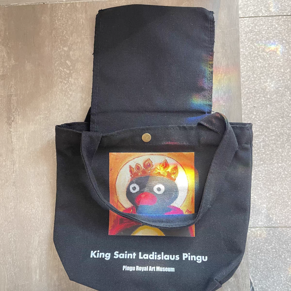 〈現貨〉企鵝家族 pingu 藝術 油畫 帆布袋 手提袋-細節圖3