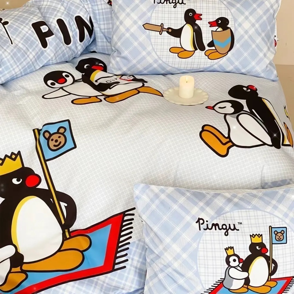 《預購》企鵝家族 pingu pinga 國王 床包組 床單 床笠 枕頭套 被套-細節圖2