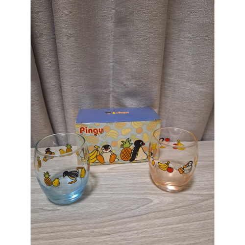〈現貨〉日本 企鵝家族 pingu pinga 中古 玻璃杯組合