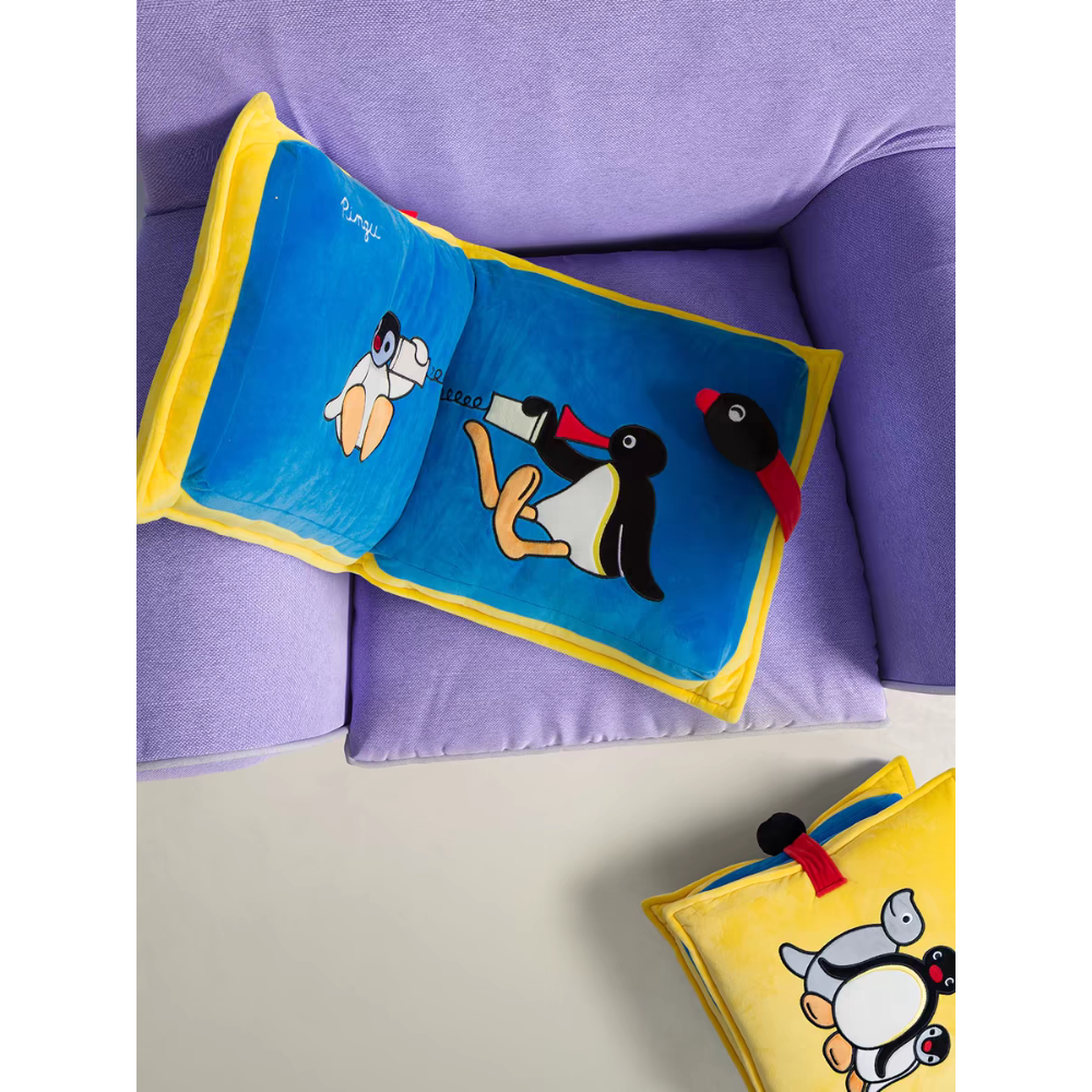 〈預購〉企鵝家族 pingu抱枕 書本 造型 故事書 靠墊-細節圖2