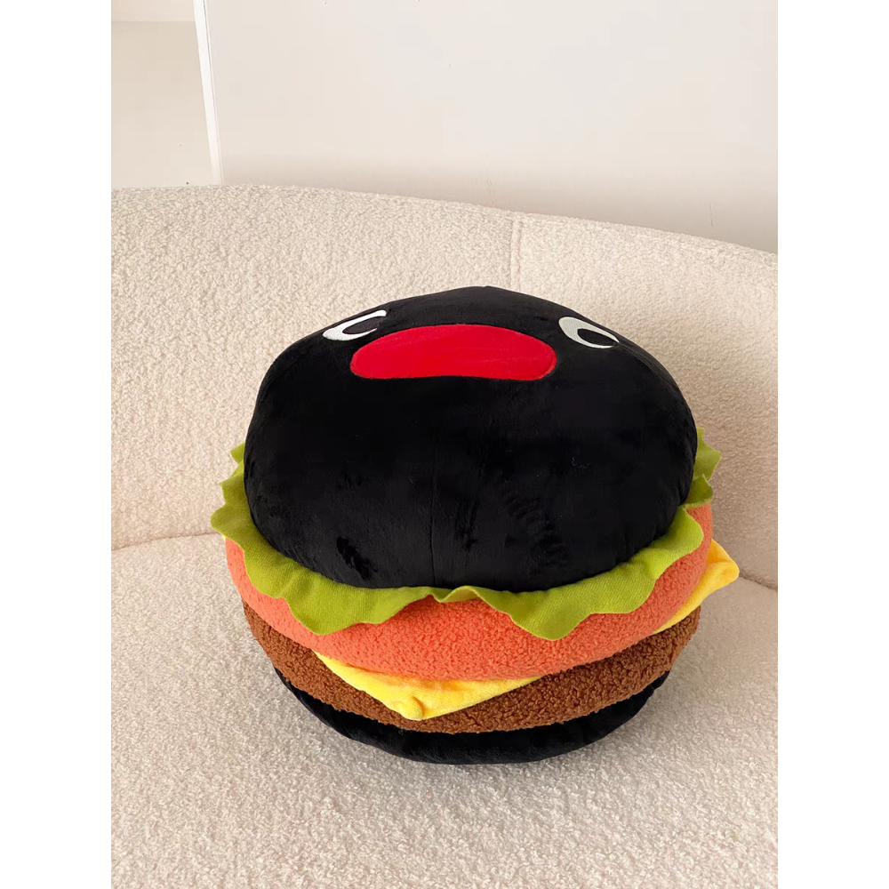 〈預購〉企鵝家族 pingu 漢堡 造型 抱枕 食物 吃貨 禮物-細節圖2