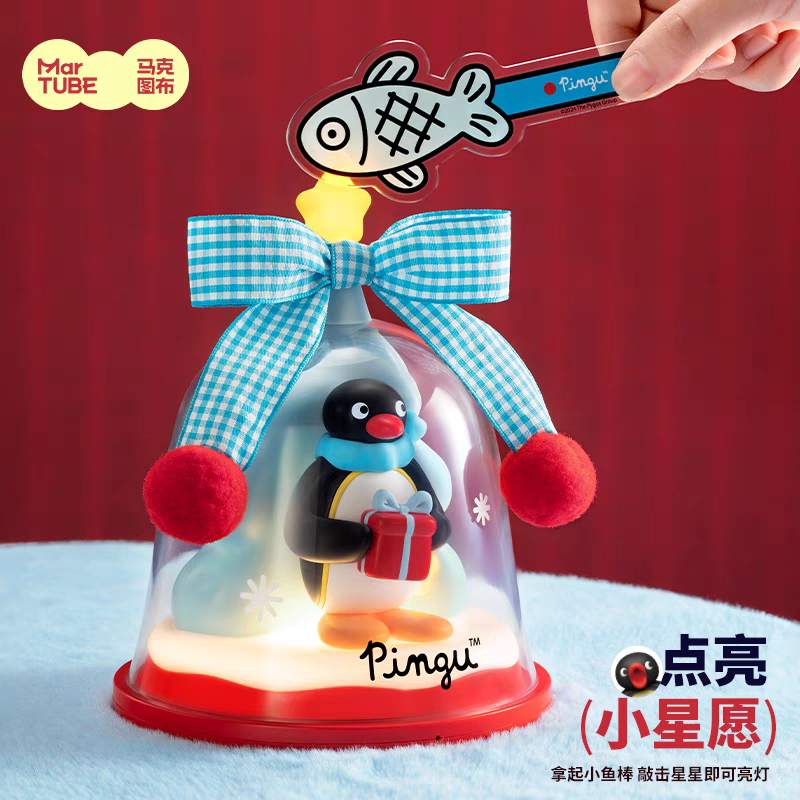 〈預購〉企鵝家族 pingu 聖誕節 鈴鐺造型 許願鈴 擺件 擺飾夜燈-細節圖2