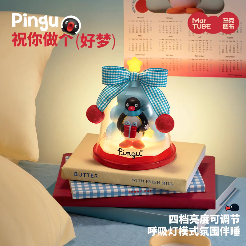 〈預購〉企鵝家族 pingu 聖誕節 鈴鐺造型 許願鈴 擺件 擺飾夜燈-細節圖3