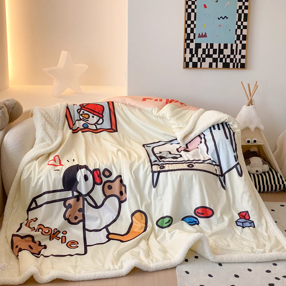 〈預購〉企鵝家族 pingu pinga 餅乾 黃色 羊羔絨 毛毯 毯子 棉被-細節圖2