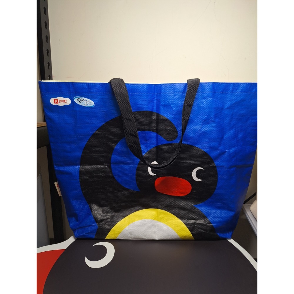 〈現貨〉企鵝家族 pingu 藍色 環保袋 購物袋 編織袋-細節圖2