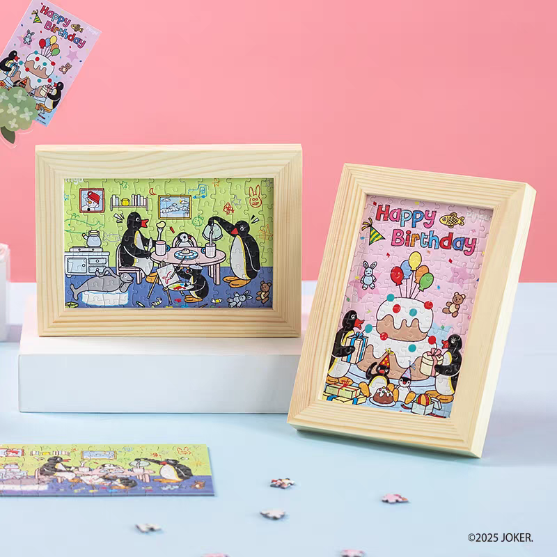 〈預購〉企鵝家族 pingu 拼圖 相框組 126片 明信片 卡片-細節圖4