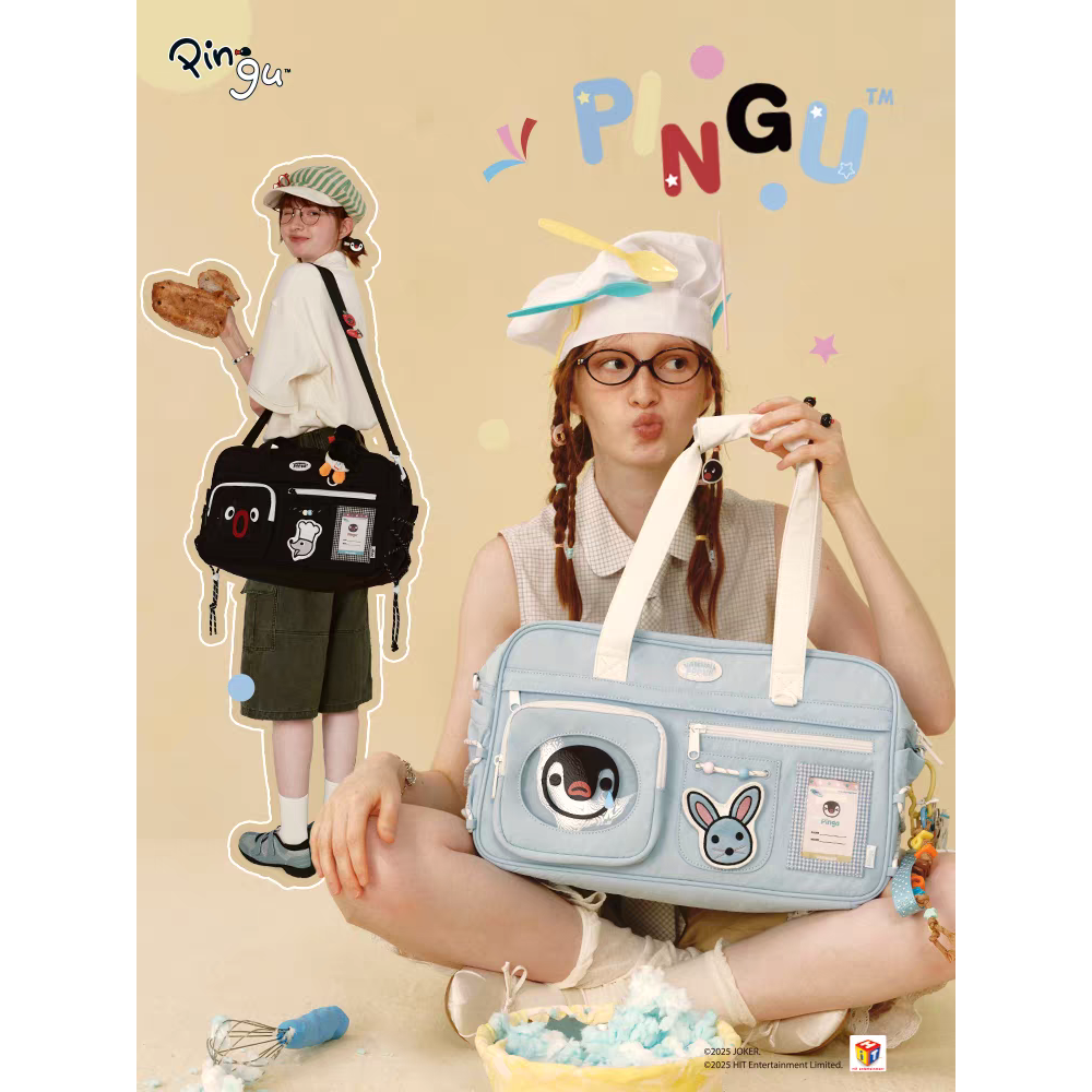 〈預購〉企鵝家族 pingu pinga 相機造型 行李袋 肩背包 斜背包-細節圖2