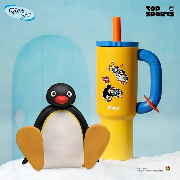 〈預購〉企鵝家族 pingu  運動 網球 吸管 1200ml 保溫杯 保溫瓶-細節圖2
