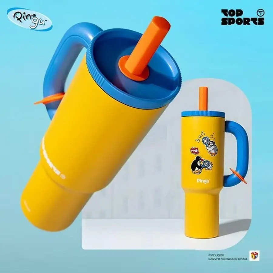 〈預購〉企鵝家族 pingu  運動 網球 吸管 1200ml 保溫杯 保溫瓶-細節圖4