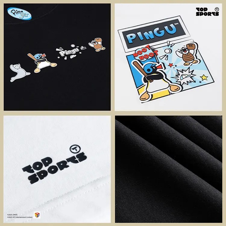 《預購》企鵝家族 pingu 棒球漫畫 衣服 短袖 短T 黑T 白T-細節圖2