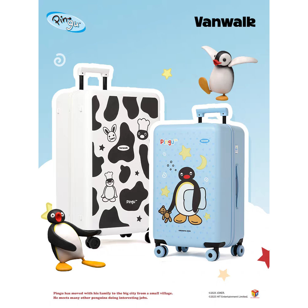 〈預購〉企鵝家族 pingu pinga 黑色 行李箱 22吋 26吋 藍色 白色 旅行 出國-細節圖2
