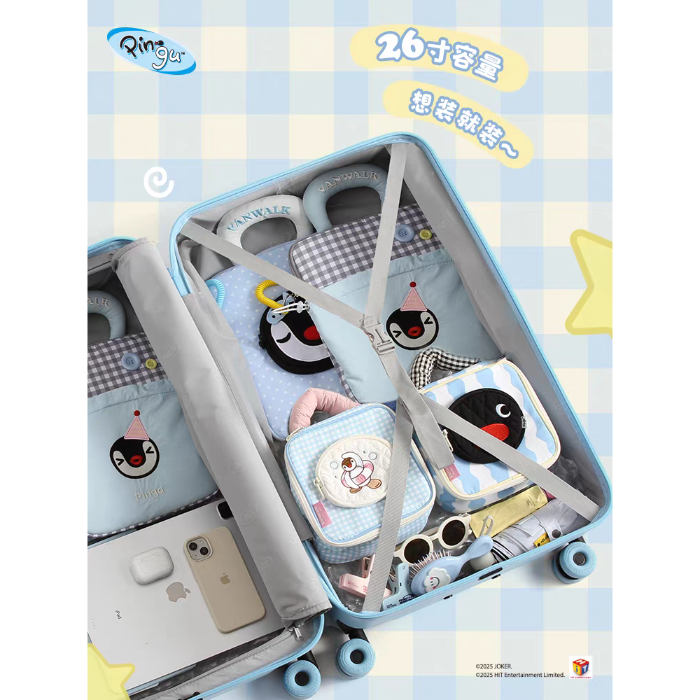 〈預購〉企鵝家族 pingu pinga 黑色 行李箱 22吋 26吋 藍色 白色 旅行 出國-細節圖3