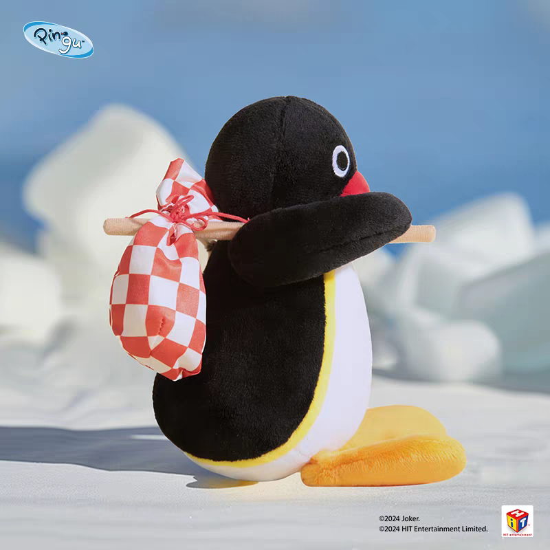 〈預購〉企鵝家族 pingu 離家出走 包袱 拉環 震動 娃娃-細節圖3