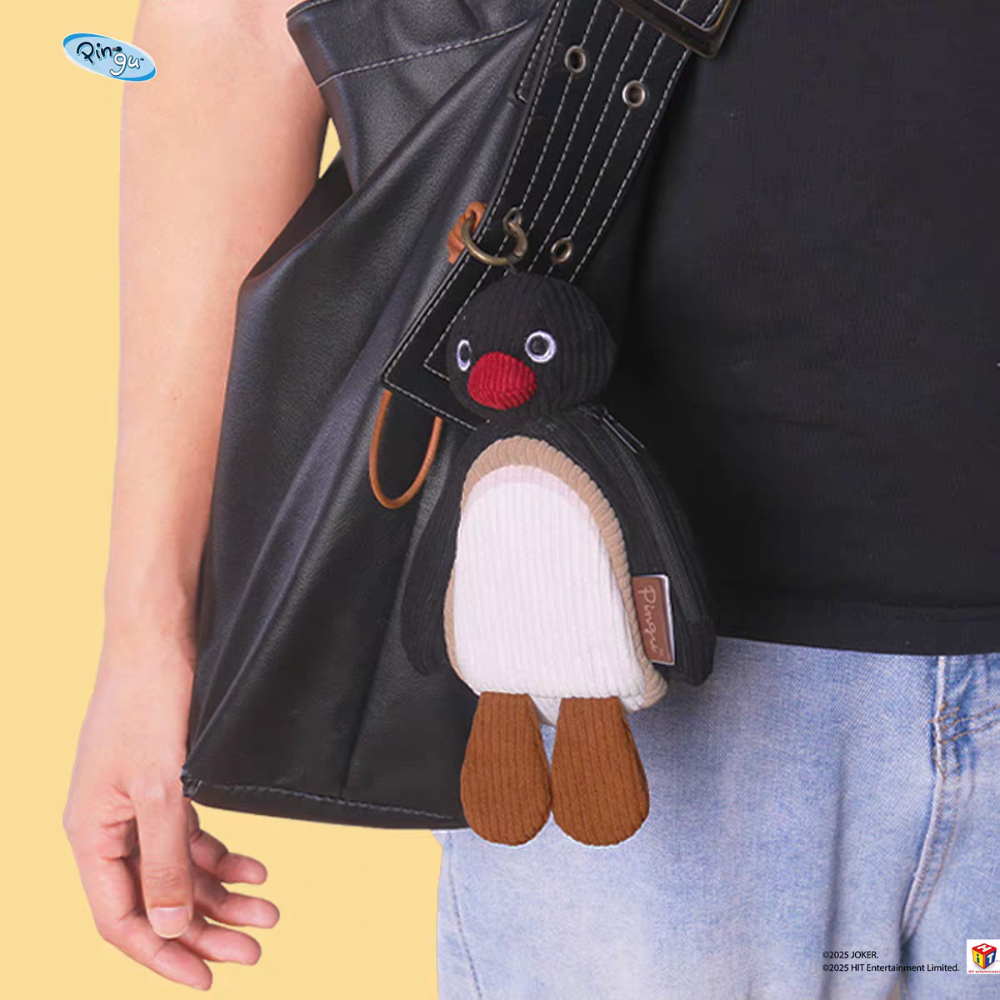 〈預購〉企鵝家族 pingu 燈芯絨 系列 耳機包 拉鍊包 娃娃 吊飾 鑰匙圈-細節圖2