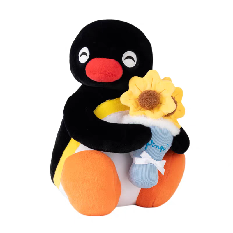 〈預購〉企鵝家族 pingu pinga 手拿 向日葵 30cm 娃娃-細節圖4