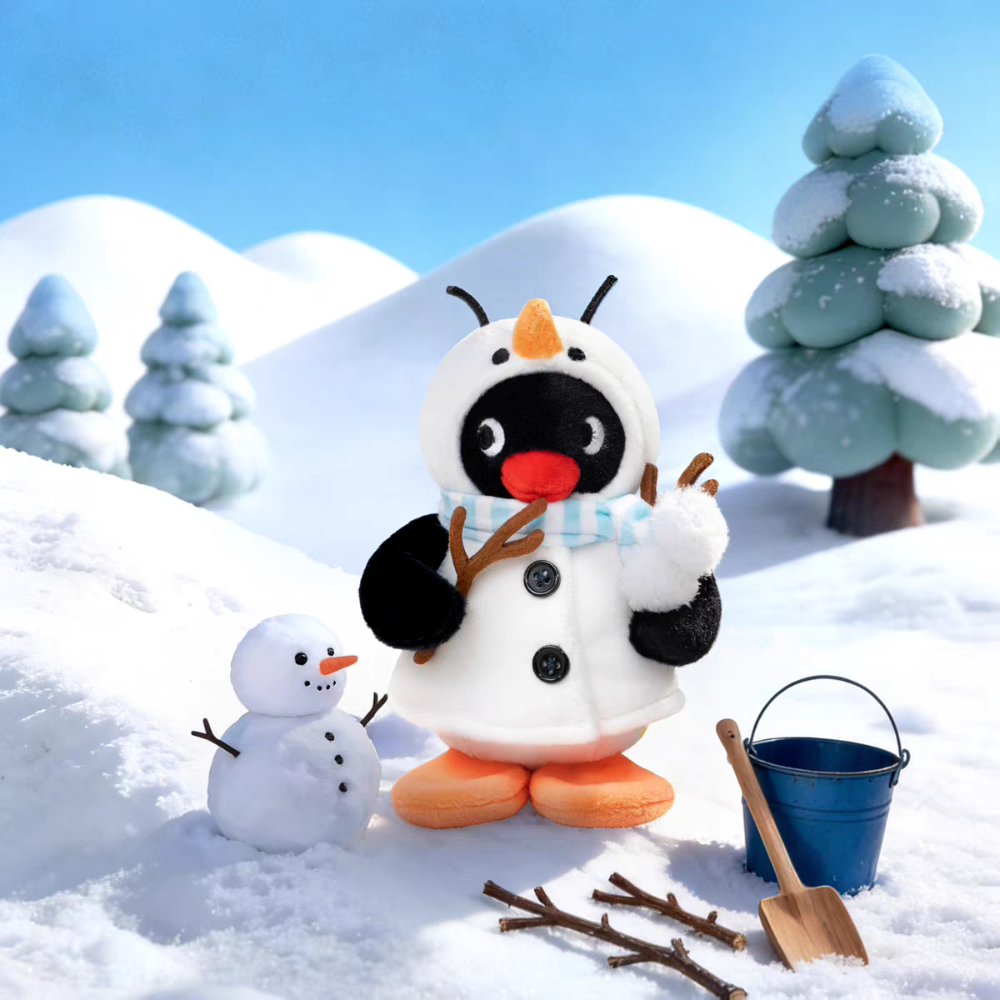 〈預購〉企鵝家族 pingu 溫暖冬日系列 麋鹿 雪人 咖啡 冬季 娃娃吊飾 鑰匙圈 12cm-規格圖4