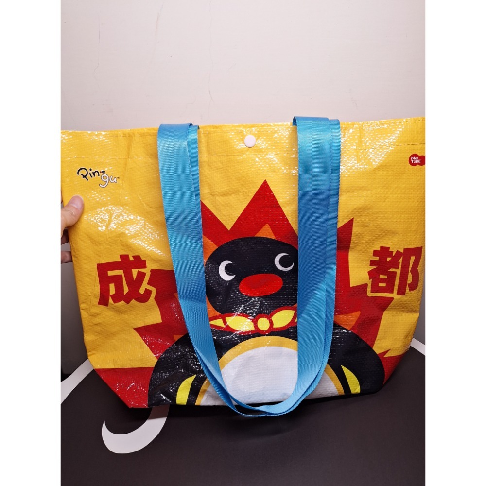 〈現貨〉企鵝家族 pingu 快閃店限定 紅溫系列 編織袋 購物袋 手提袋 肩背袋 環保袋-細節圖2