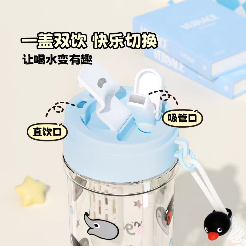 〈預購〉企鵝家族 pingu pingu robby 滿版 小頭 塑膠 水壺 水瓶 500ml  700ml-細節圖4