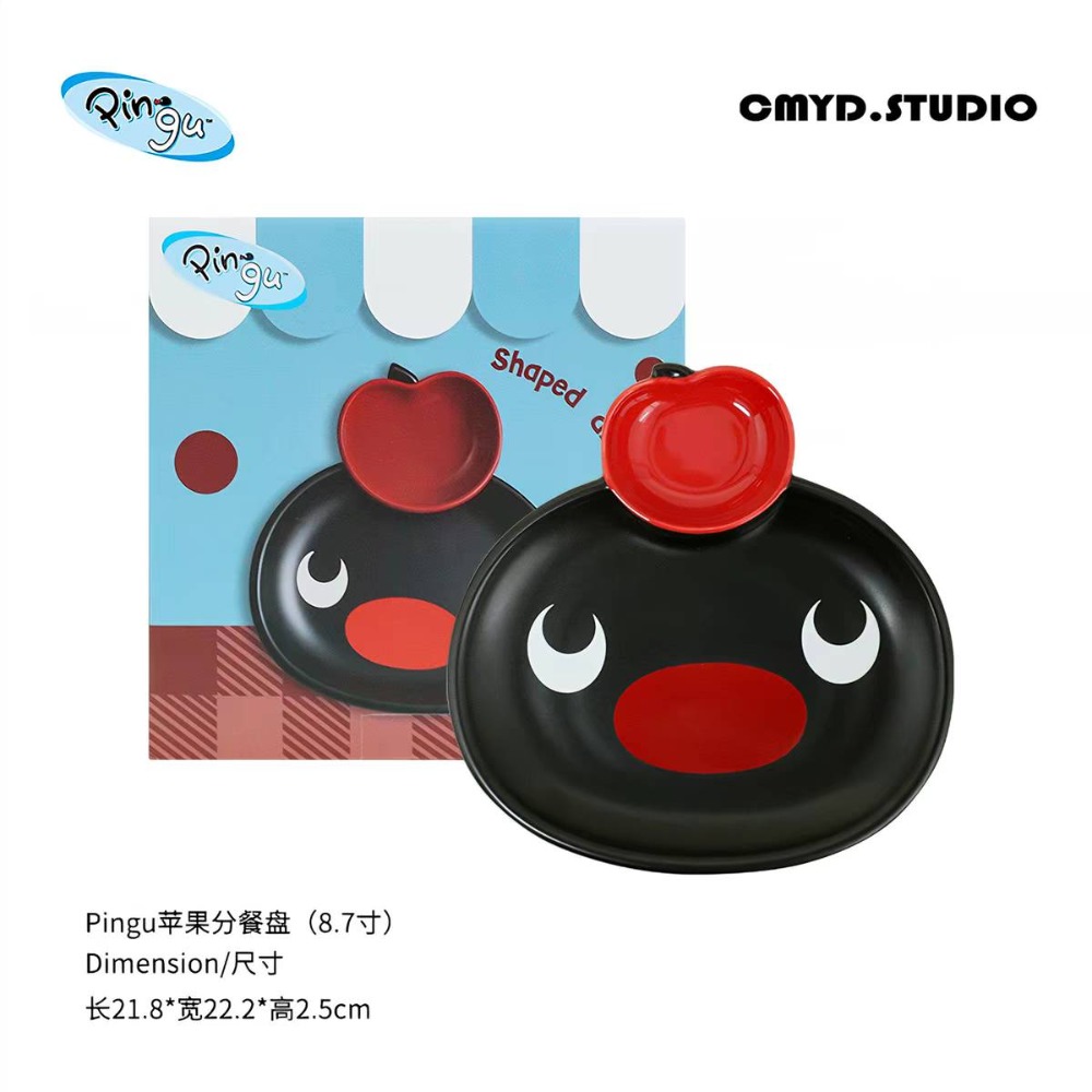 〈預購〉企鵝家族 pingu pinga 蘋果分餐盤 陶瓷盤 盤子 餐具-規格圖4