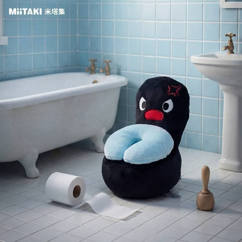 〈預購〉企鵝家族 pingu 廁所造型 紓壓 衛生紙 馬桶 通馬桶 搋子 娃娃 捏捏-規格圖5