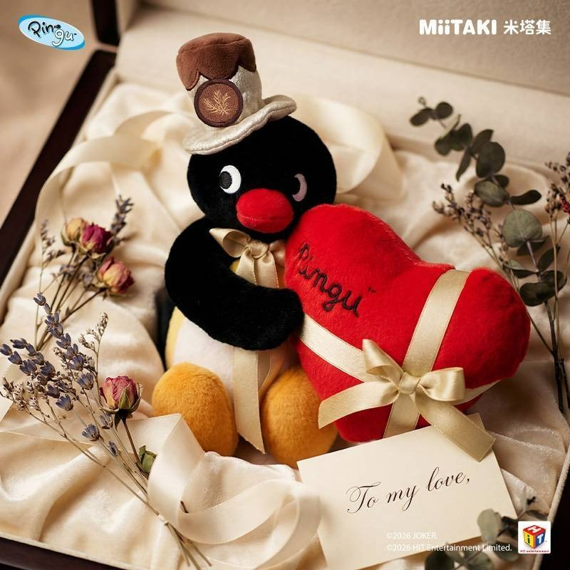 〈預購〉企鵝家族 pingu 情人節禮物 巧克力系列 愛心 捧花 花束娃娃 禮盒-細節圖2