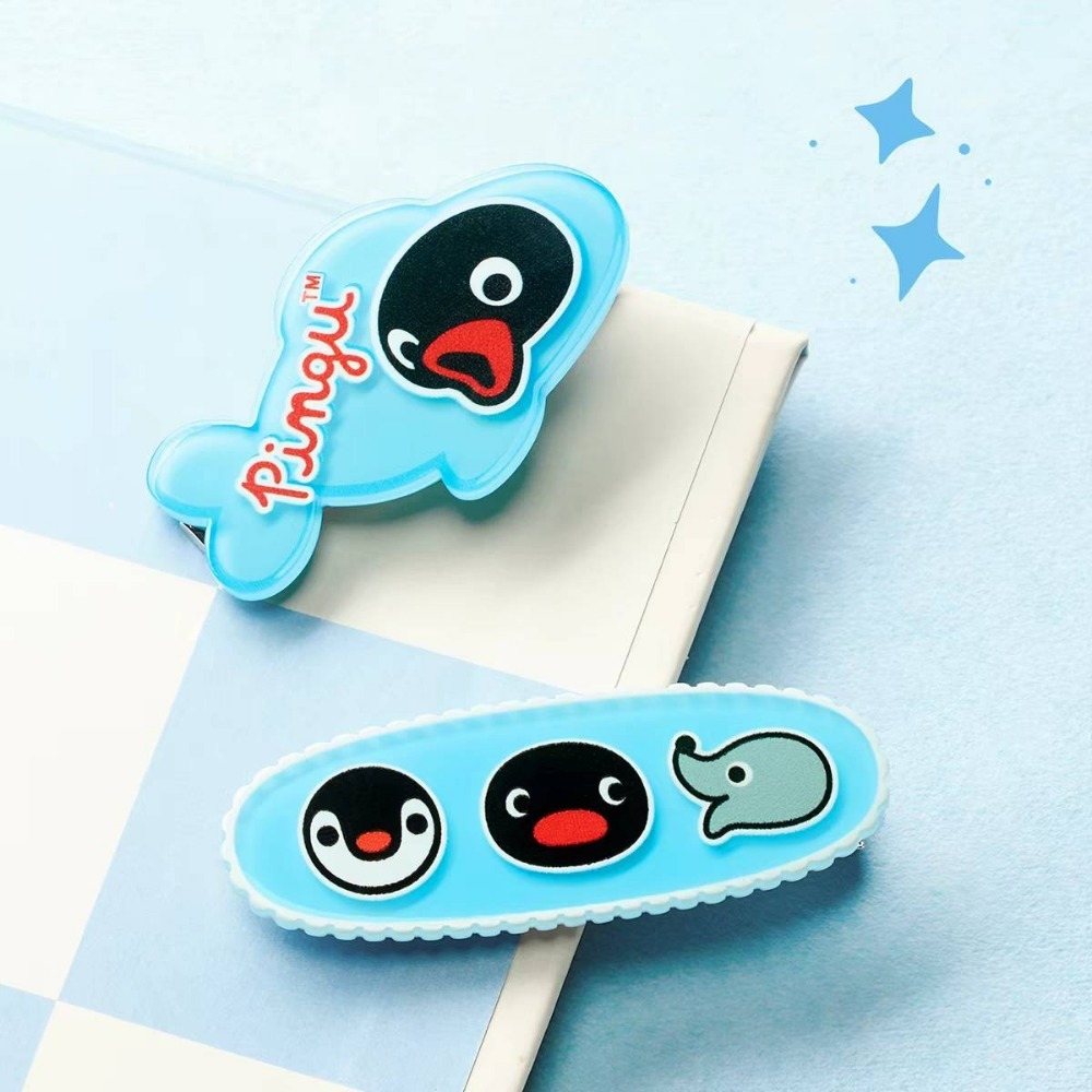 〈預購〉企鵝家族 pingu 藍色 壓克力髮夾 髮飾 2入組-規格圖11