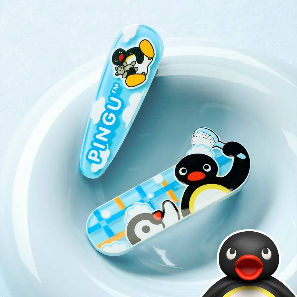 〈預購〉企鵝家族 pingu 藍色 壓克力髮夾 髮飾 2入組-規格圖11