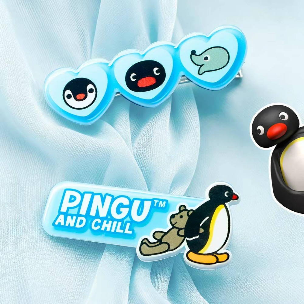 〈預購〉企鵝家族 pingu 藍色 壓克力髮夾 髮飾 2入組-規格圖11