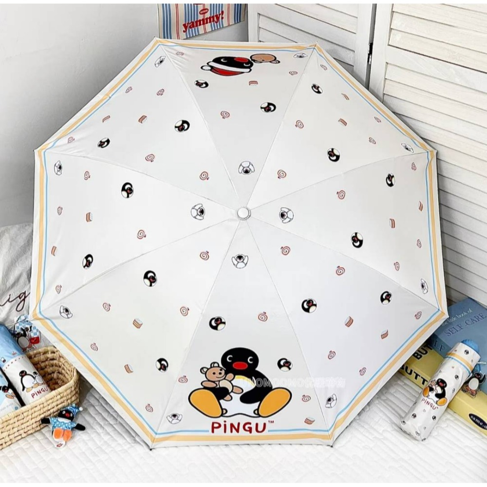 〈預購〉企鵝家族 pingu 圓形螺旋握把 三折 雨傘 陽傘 折疊傘-規格圖10