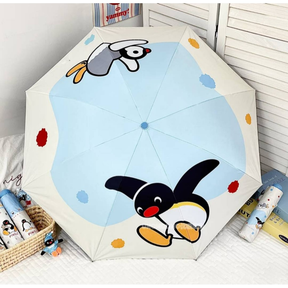〈預購〉企鵝家族 pingu 圓形螺旋握把 三折 雨傘 陽傘 折疊傘-規格圖10