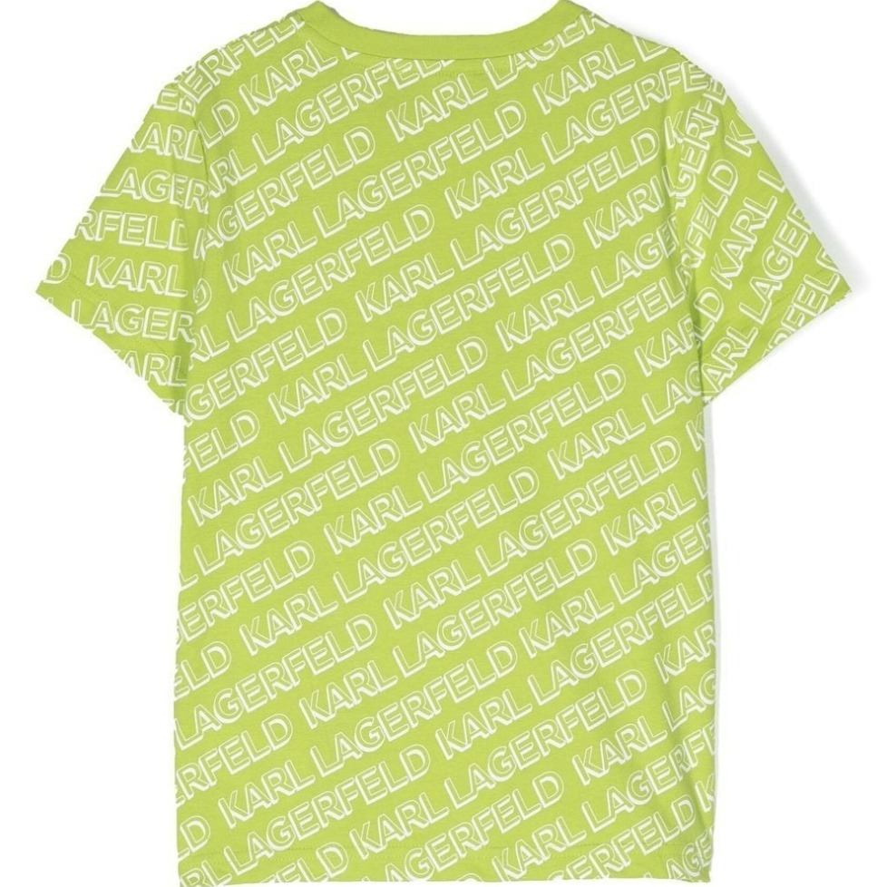 ✴Sparkle歐美精品✴ Karl Lagerfeld   老佛爺卡爾側身滿版斜紋logo短袖上衣T恤 青年版-細節圖2