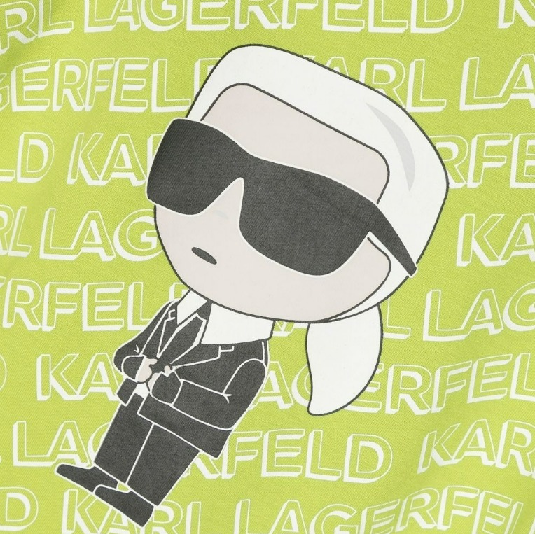 ✴Sparkle歐美精品✴ Karl Lagerfeld   老佛爺卡爾側身滿版斜紋logo短袖上衣T恤 青年版-細節圖3