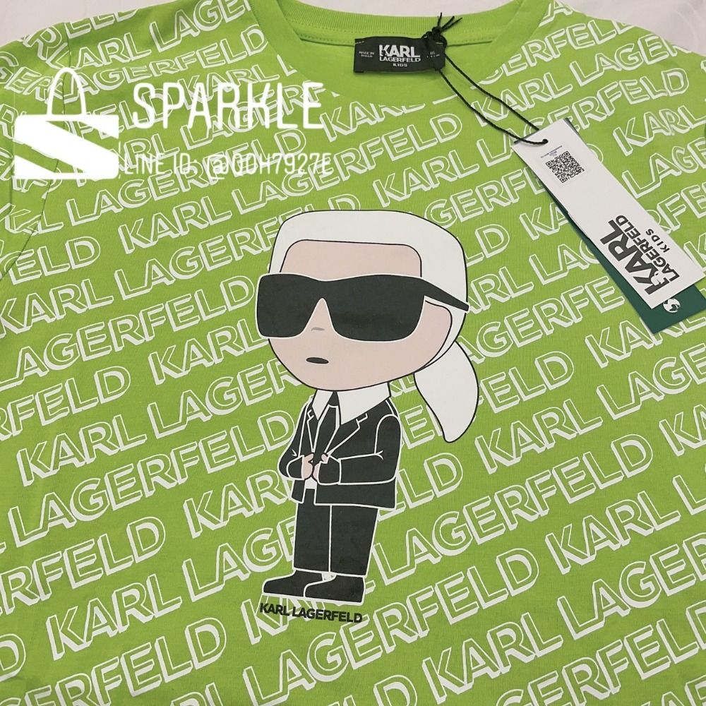 ✴Sparkle歐美精品✴ Karl Lagerfeld   老佛爺卡爾側身滿版斜紋logo短袖上衣T恤 青年版-細節圖8