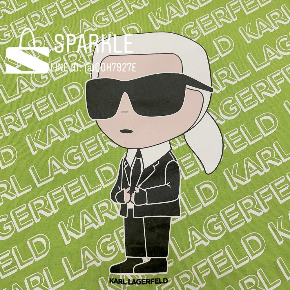 ✴Sparkle歐美精品✴ Karl Lagerfeld   老佛爺卡爾側身滿版斜紋logo短袖上衣T恤 青年版-細節圖9