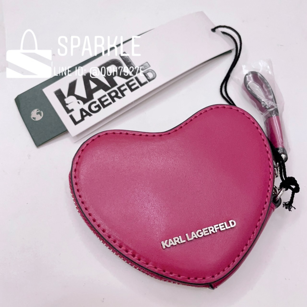 ✴Sparkle歐美精品✴Karl Lagerfeld 老佛爺卡爾側臉頭像愛心皮革零錢包 鑰匙包 吊飾包 現貨真品-細節圖7