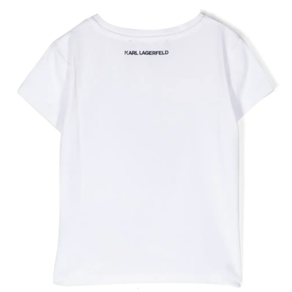 ✴Sparkle歐美精品✴ Karl Lagerfeld 側臉卡爾和貓咪水鑽短袖上衣T恤 青年版 現貨真品-細節圖2