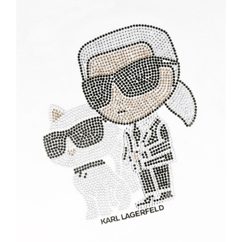 ✴Sparkle歐美精品✴ Karl Lagerfeld 側臉卡爾和貓咪水鑽短袖上衣T恤 青年版 現貨真品-細節圖3